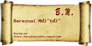 Bereznai Máté névjegykártya